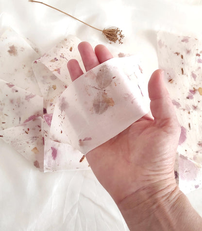 Botanical Dyed Silk Ribbon, Wide Eco-Print Organic Bridal Bouquet Decor