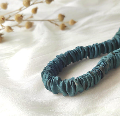 Hand-Dyed Silk Headband, Eco Print Hairband, Copper blue fall Accessory