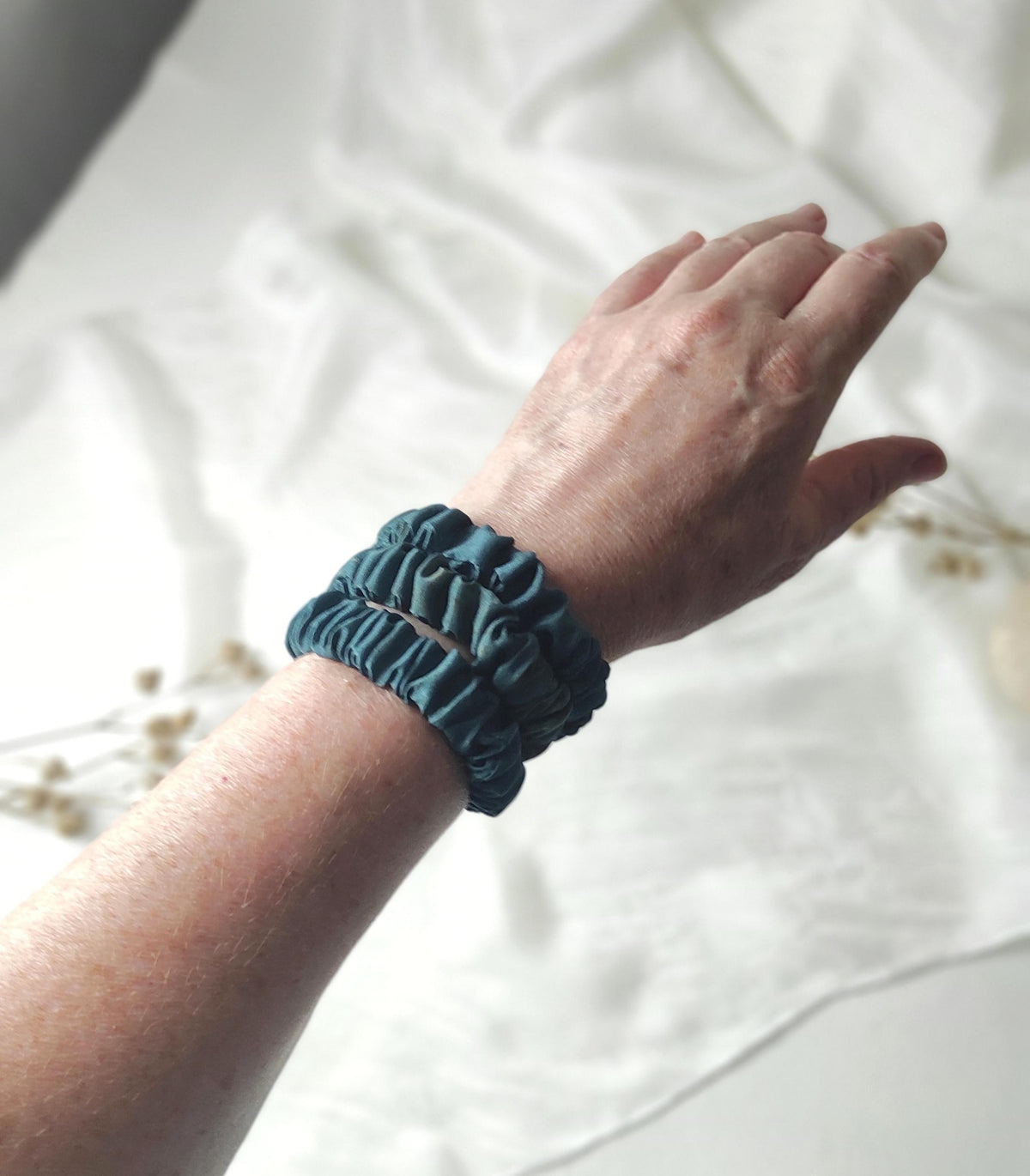 Hand-Dyed Silk Headband, Eco Print Hairband, Copper blue fall Accessory