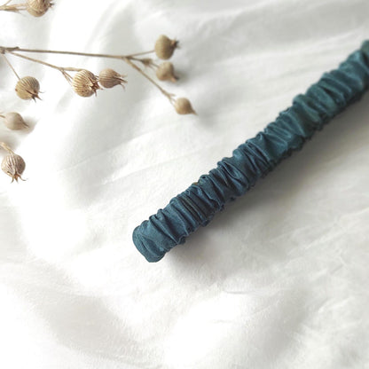 Hand-Dyed Silk Headband, Eco Print Hairband, Copper blue fall Accessory