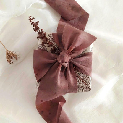 Dusty red silk ribbon, Botanical dyed organic ribbon for bridesmaid , Eco-friendly gift wrap for bridal bouquet