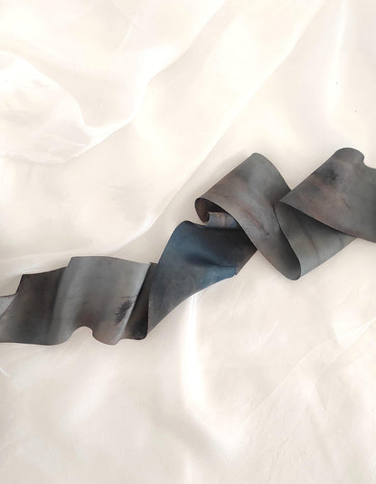 Botanically dyed indigo blue silk ribbon, Gift wrap silk ribbon, Handmade organic ribbon