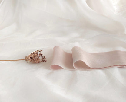 Plant Dyed Habotai Silk Ribbon, Rose Tone, Raw Edge, Wedding Bouquet Decoration