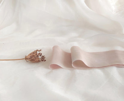 Botanical Dyed Silk, Pale Pink Raw Edge Artisan, Natural Organic Gift ribbon