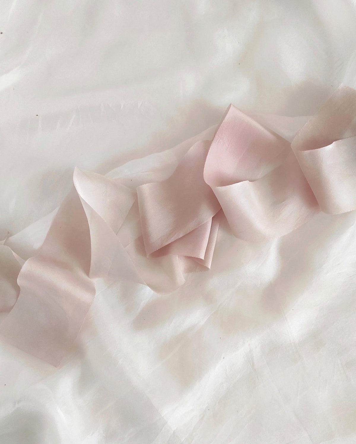 Botanical Dyed Silk, Pale Pink Raw Edge Artisan, Natural Organic Gift ribbon