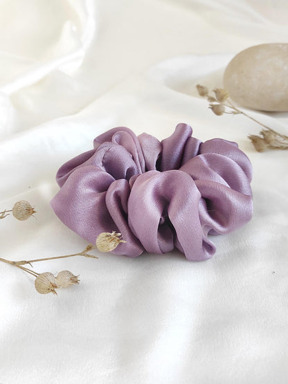 Lavender silk scrunchie, Organic eco-friendly hair tie, Sustainable hair elastic for spring gift