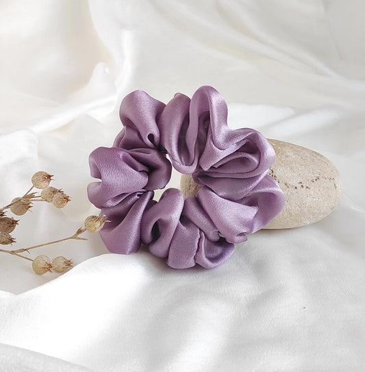 Lavender silk scrunchie, Organic eco-friendly hair tie, Sustainable hair elastic for spring gift
