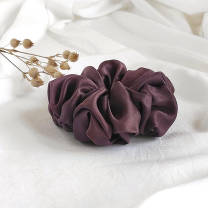 Eco print natural silk scrunchie, Plant dyed silk hair tie purple, Organic hair elastics for her, Natural casual scrunchy for mom