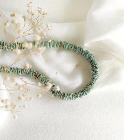 Plant Dyed Pure Silk Headband, Botanical Print Hair Accessory, Eco-Friendly Mulberry Silk Hairband