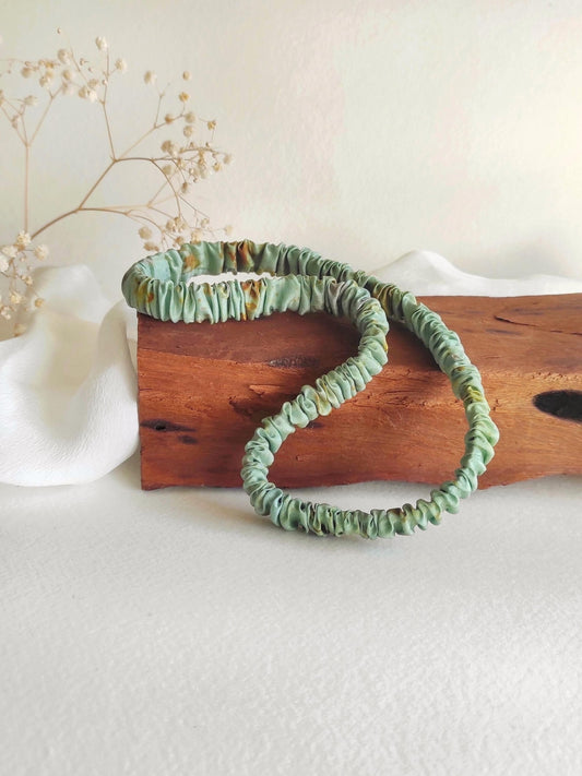 Plant Dyed Pure Silk Headband, Botanical Print Hair Accessory, Eco-Friendly Mulberry Silk Hairband