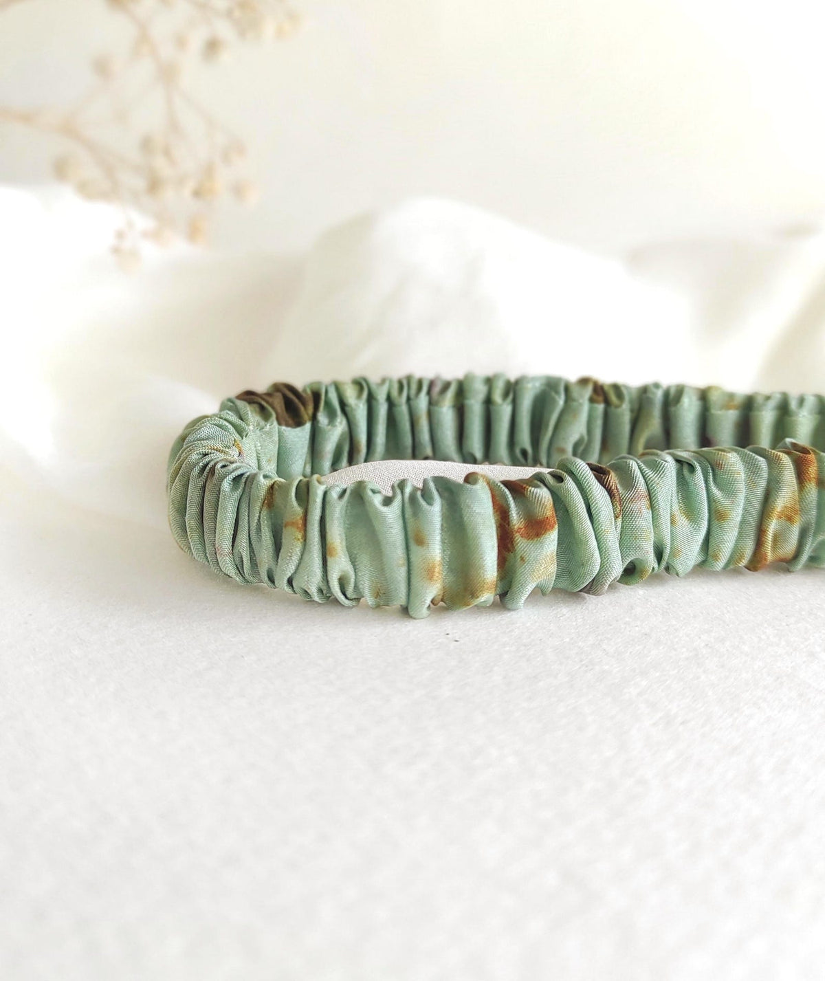 Plant Dyed Pure Silk Headband, Botanical Print Hair Accessory, Eco-Friendly Mulberry Silk Hairband