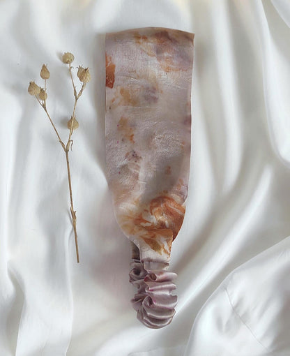 Mulberry Silk Headband, Natural Botanical Dye Print, Light Mauve Hairband, Sustainable Gift