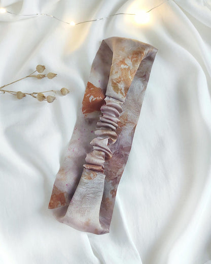 Mulberry Silk Headband, Natural Botanical Dye Print, Light Mauve Hairband, Sustainable Gift