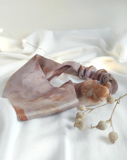 Mulberry Silk Headband, Natural Botanical Dye Print, Light Mauve Hairband, Sustainable Gift