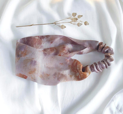 Mulberry Silk Headband, Natural Botanical Dye Print, Light Mauve Hairband, Sustainable Gift