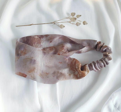 Mulberry Silk Headband, Light Mauve Botanical Print, Sustainable Hairband Gift