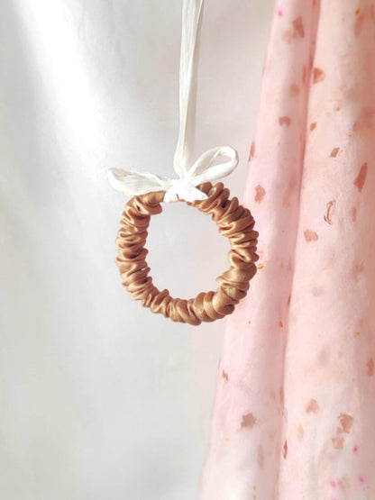 Mulberry Silk Scrunchie, Botanically Dyed Rust Tone hair elastic, Organic Hair Tie