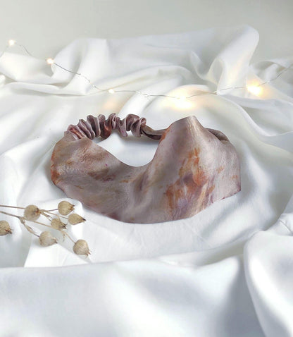 Mulberry Silk Headband, Light Mauve Botanical Print, Sustainable Hairband Gift