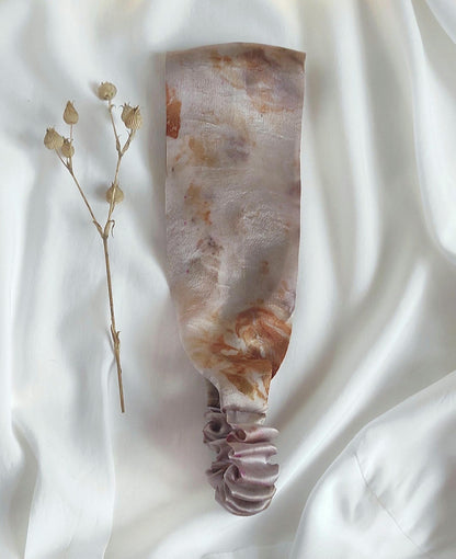 Mulberry Silk Headband, Light Mauve Botanical Print, Sustainable Hairband Gift