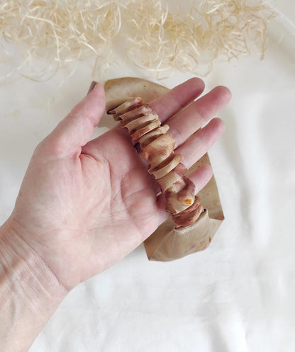 Botanically Dyed Silk Turban Headband, Bronze Floral Print, Sustainable Hair Accessory