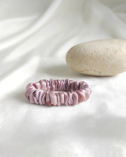 Natural Print Silk Scrunchie, Hand-Dyed Organic Hair Tie, Botanical dyed elastic for Christmas day gift