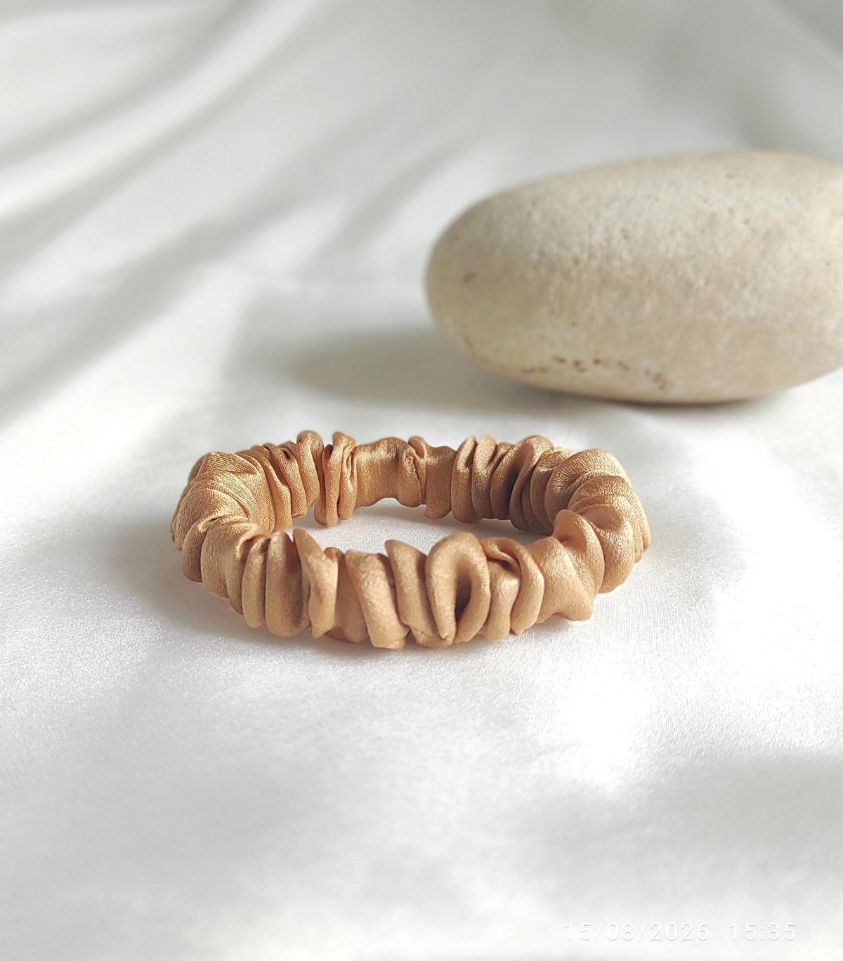 Mulberry Silk Scrunchie, Botanically Dyed Rust Tone hair elastic, Organic Hair Tie