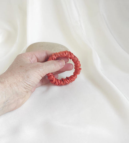 Organic Silk Hair Scrunchie, Botanically Printed Elastic, Eco-Conscious Styling