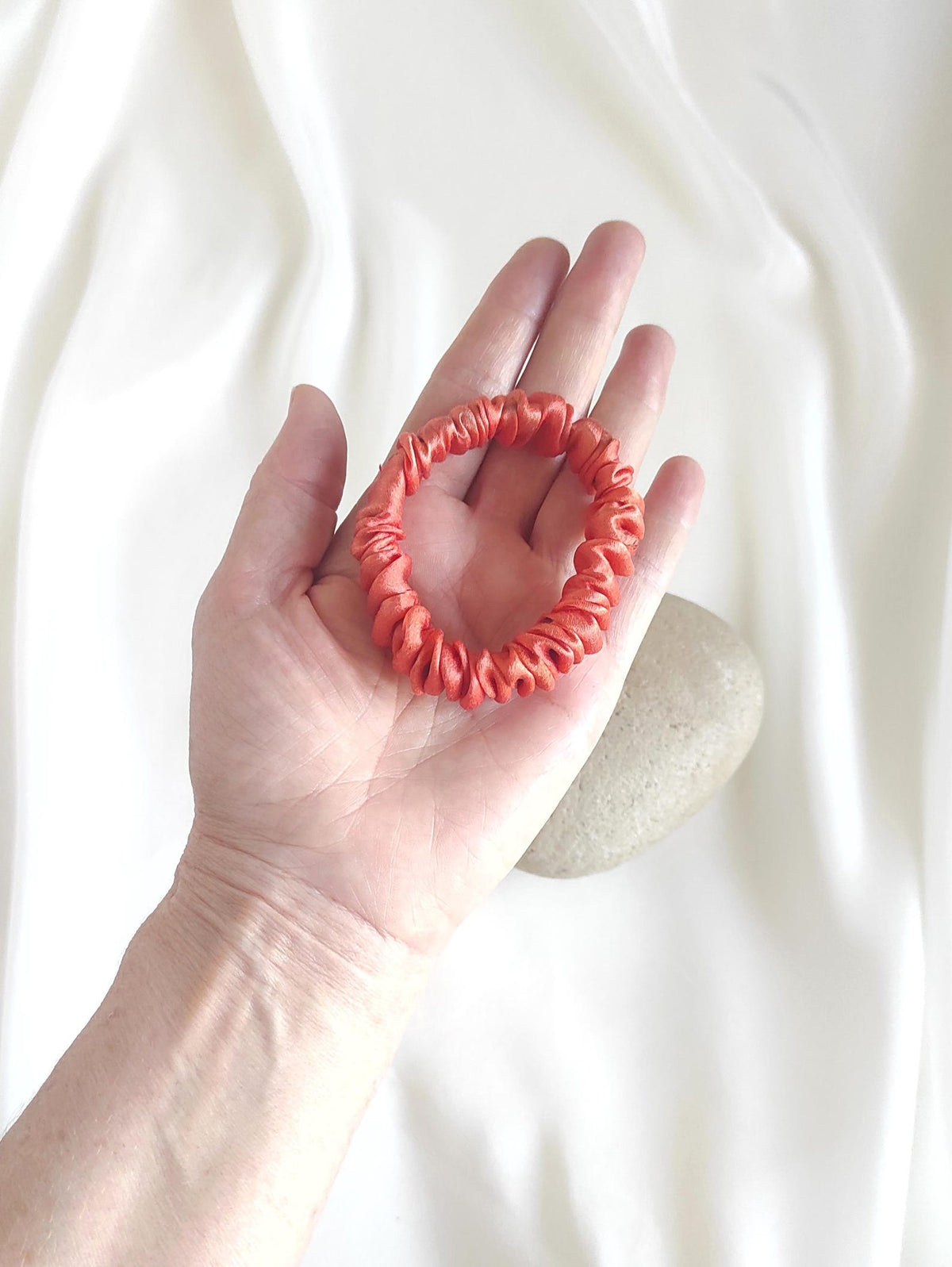 Organic Silk Hair Scrunchie, Botanically Printed Elastic, Eco-Conscious Styling