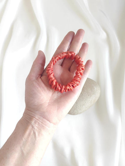 Organic Silk Hair Scrunchie, Botanically Printed Elastic, Eco-Conscious Styling