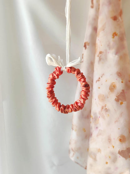 Organic Silk Hair Scrunchie, Botanically Printed Elastic, Eco-Conscious Styling