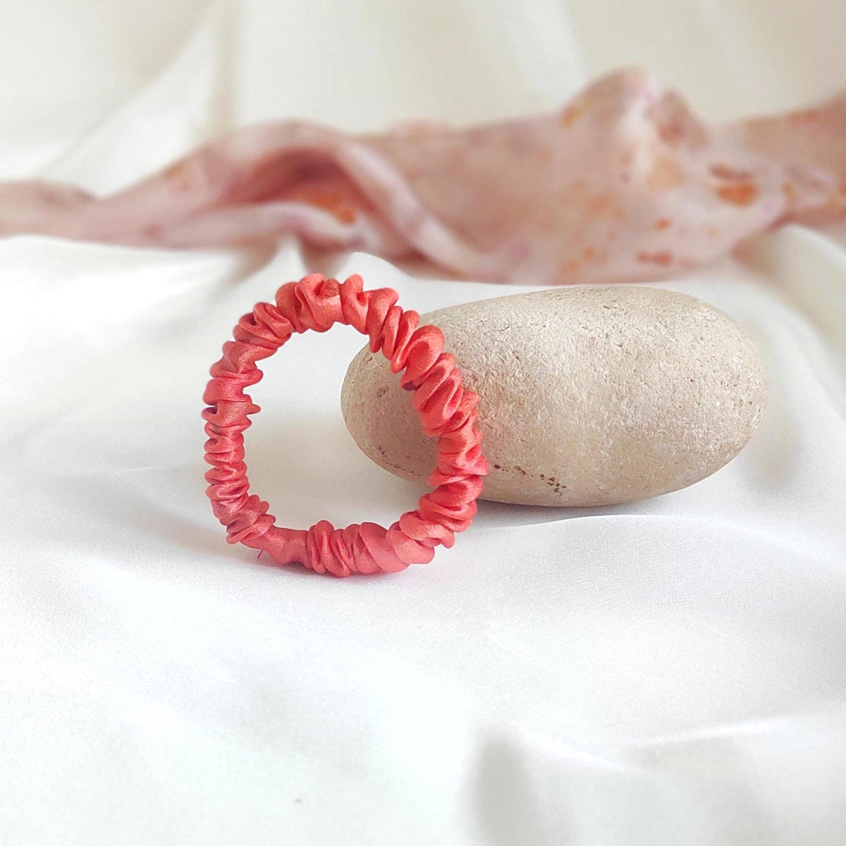 Organic Silk Hair Scrunchie, Botanically Printed Elastic, Eco-Conscious Styling