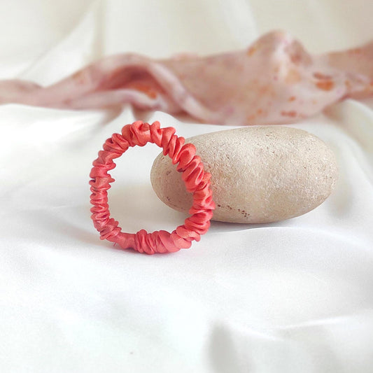 Organic Silk Hair Scrunchie, Botanically Printed Elastic, Eco-Conscious Styling